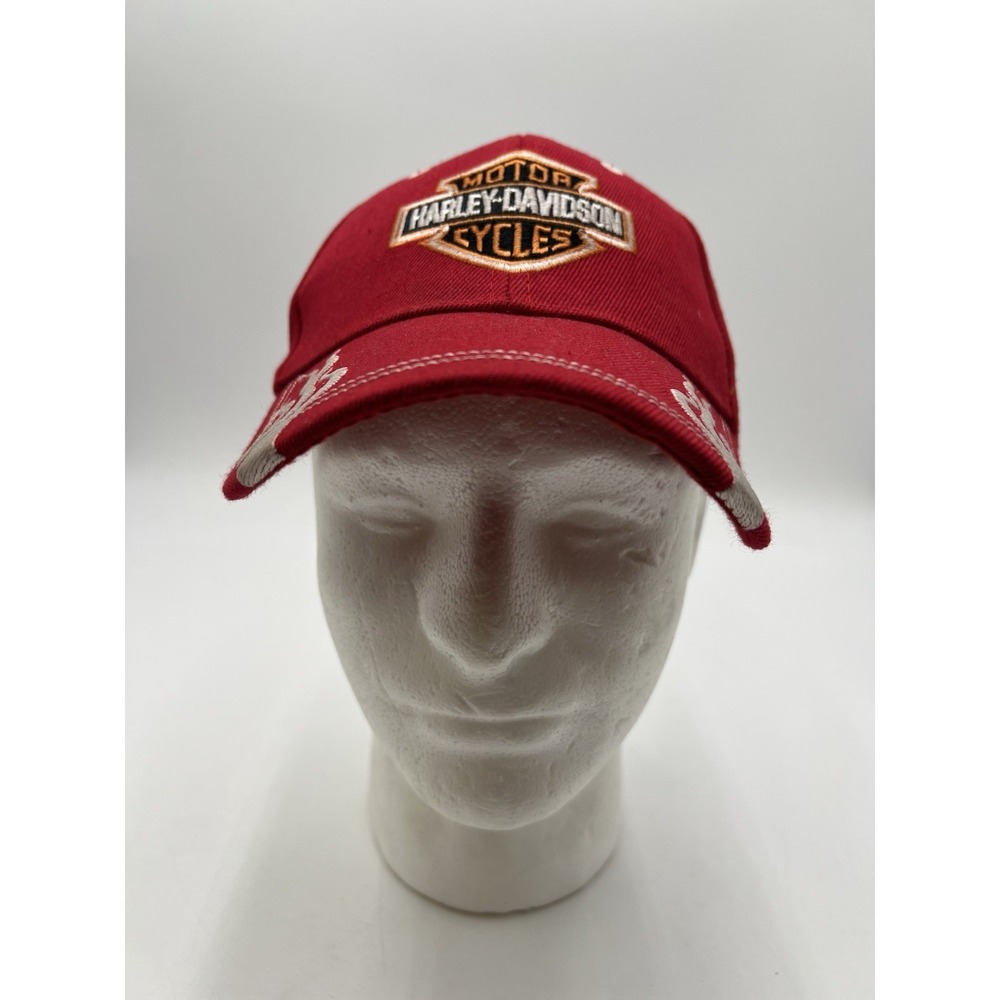 Unbranded Red Flame Embroidered Adjustable Baseball Hat With HARLEY DAVISON
